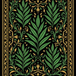 Botanical Fern Cascade with Interlocking Leaf Vines and Flourishes (Black) - ODIKA