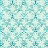 Elegant Damask Inspired Motif with Curved Floral Silhouettes (Blue) - ODIKA