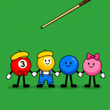 Playful Cartoon Billiard Balls Characters(Green)