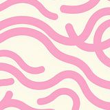 Ivory Wavy Ribbon Design Elegant Floor Covering with Fluid Motifs (Pink)