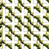 Mid Modern Interlocking Checkerboard with Bauhaus Inspired Plaid Motifs(White)