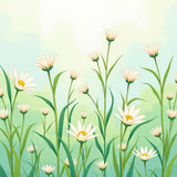 Ethereal Watercolor Botanical Meadow Stain Resistant(Green)