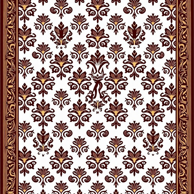 Classic Damask Inspired With Elaborate Swirls And Traditional Baroque Details (Brown) - ODIKA