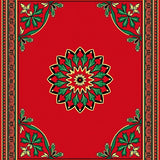Festive Holly Leaf Medallion with Intricate Border Details(Red)