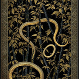 Vibrant Retro Snakes and Leaves(Black)