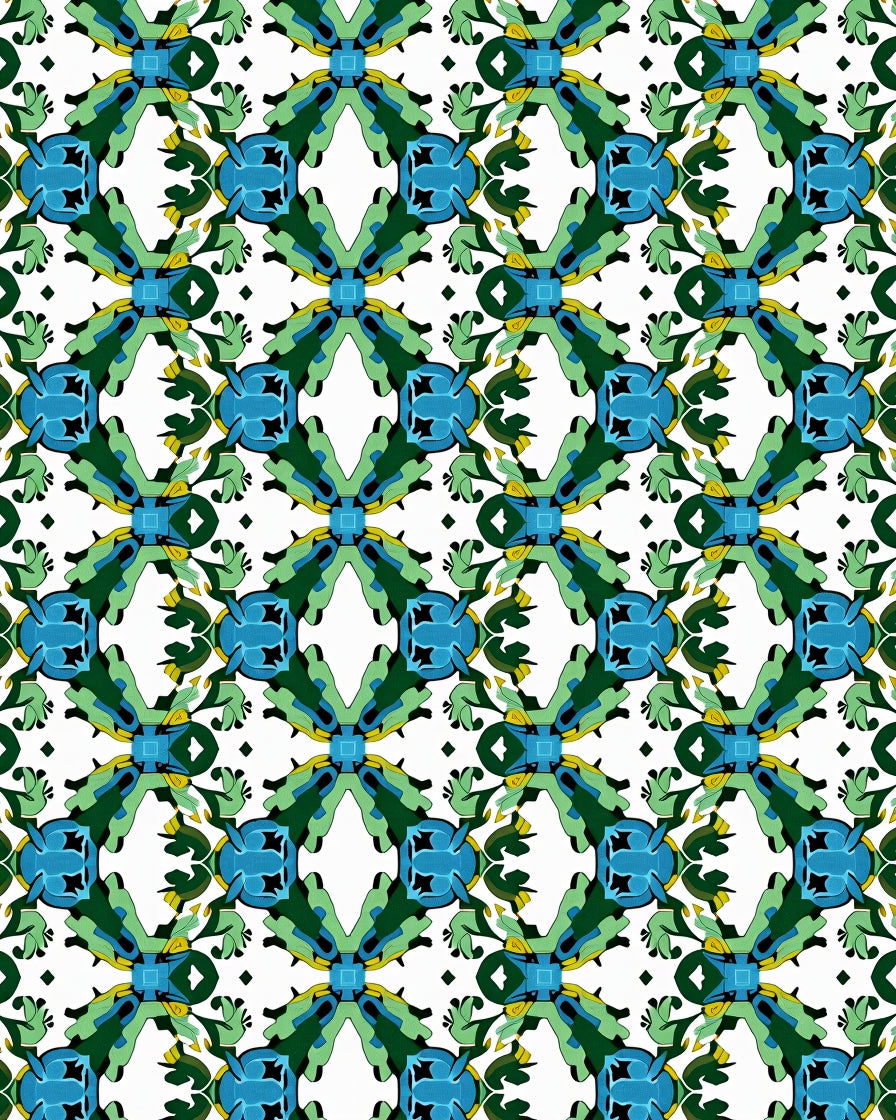 Botanical Vine Trellis Decorative Floor Covering (Blue) - ODIKA