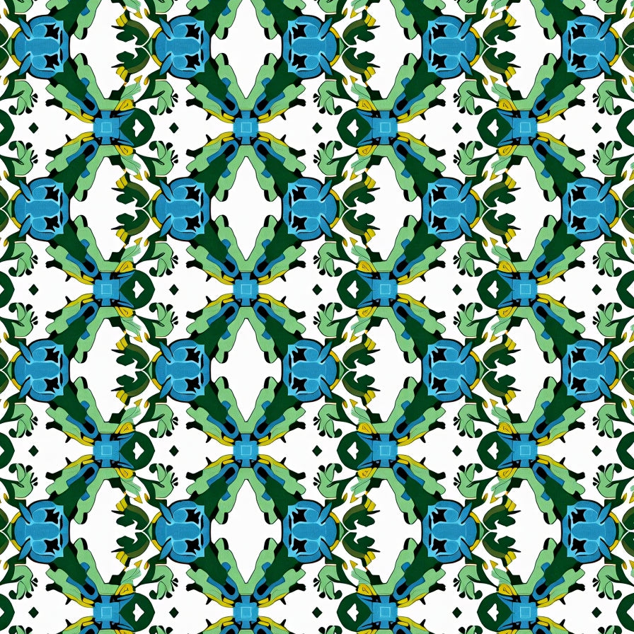 Botanical Vine Trellis Decorative Floor Covering (Blue) - ODIKA