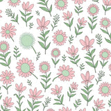 Romantic Blossom Trail with Interlocking Tendrils and Scattered Wildflowers(White)