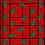 Buffalo Checkered Tartan with Classic Holiday Pine Accents(Red)