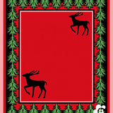 Reindeer Floor with Pine Tree Forest Scene(Red)
