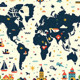 Geographical Discovery Round Area with Continents for Game Time(Black)