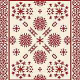Nordic Snowflake Motif with Interlocking Festive(Red)
