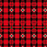 Nordic Plaid Interlock with Festive Pinecone Detailing(Red)