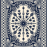 Traditional Lattice Design with Intricate Interwoven Floral and Leaf (Blue)