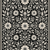 Vintage Botanical Garden Meadow Blossom Arrangement(Black)