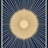 Art Sunburst Radiating Lines Modern Floor Covering (Blue)