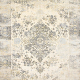 Chic Distressed Area Beige Ivory Shabby Charm Medallion Design(Beige)