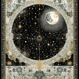 Celestial Sunburst Moon Phase Mystical Zodiac Inspired Star Map Design(Black)