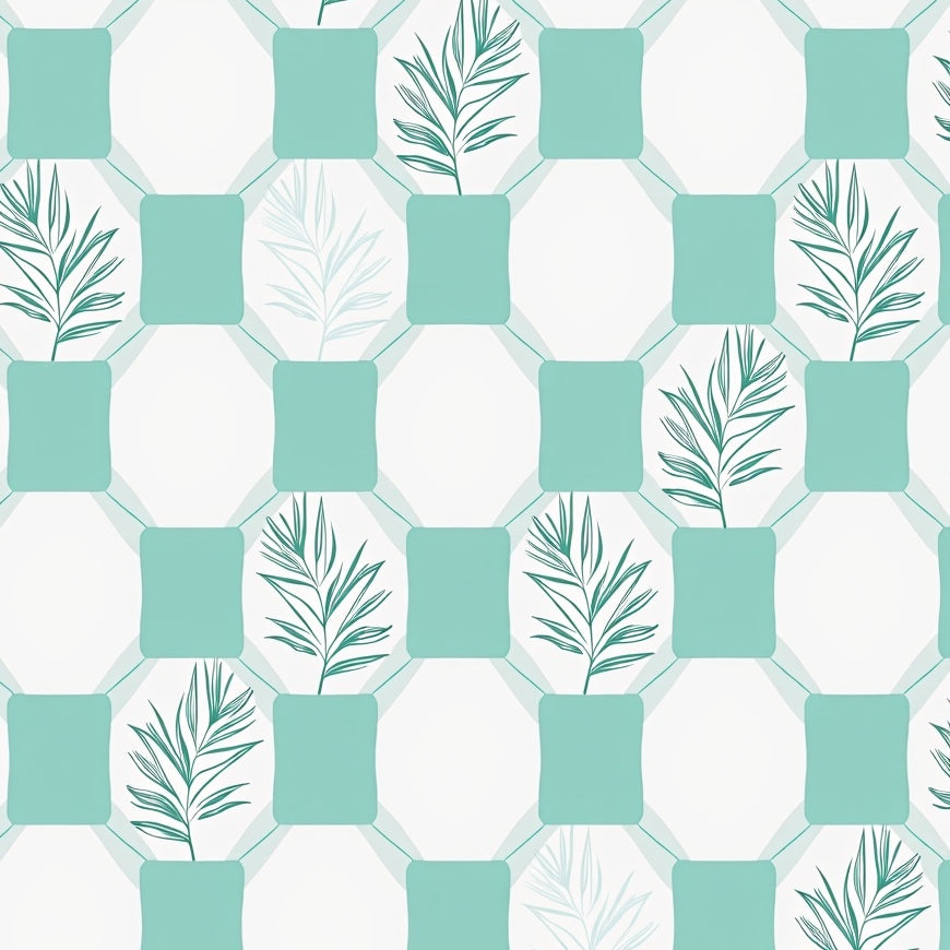 Hexagonal Honeycomb with Abstract Botanical Accents (Green) - ODIKA