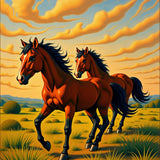 Wild Mustang Gallop Artistic Tapestry(Orange)