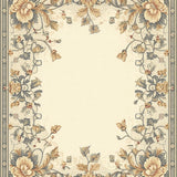 Antique Scroll Area Showcasing Floral Arabesque and Stylized Border Details(Beige)