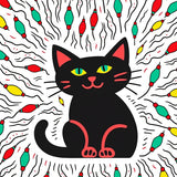 Festive Cat with Twinkling Bulb and Playful Details(Black)