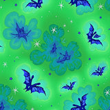 Celestial Dreamscape With Glittering Bats And Moons Motif(Green)