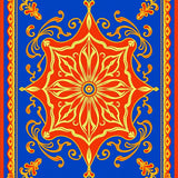 Sunburst Medallion with Interlocking Scroll Motifs (Blue)