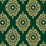 Festive Starburst Medallion and Evergreen Inspired Interlocking Design(Green)