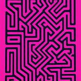 Charcoal Maze Labyrinth Print Textured (Pink)