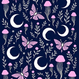 Celestial Moth with Mystical Mushroom Constellation Area(Pink)