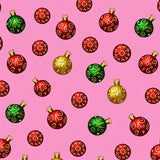 Christmas Tree Ornament Doormat Festive Bauble Motif Holiday(Pink)