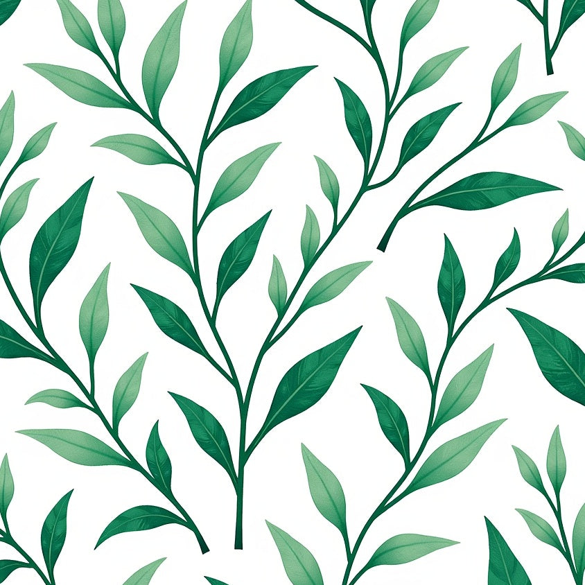 Modern Botanical Leaf Vein Design with Watercolor Wash (Green) - ODIKA