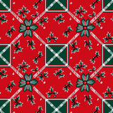 Festive Tartan Plaid with Holly Berry Cluster Detailing(Red)