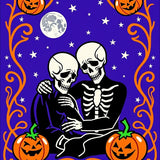 Spooky Skeletal Love Story Decorative Floor Covering(Purple)