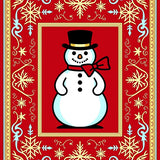 Enchanted Snowflake Tapestry Featuring Joyful Snowman and Starburst Ornaments(Red)