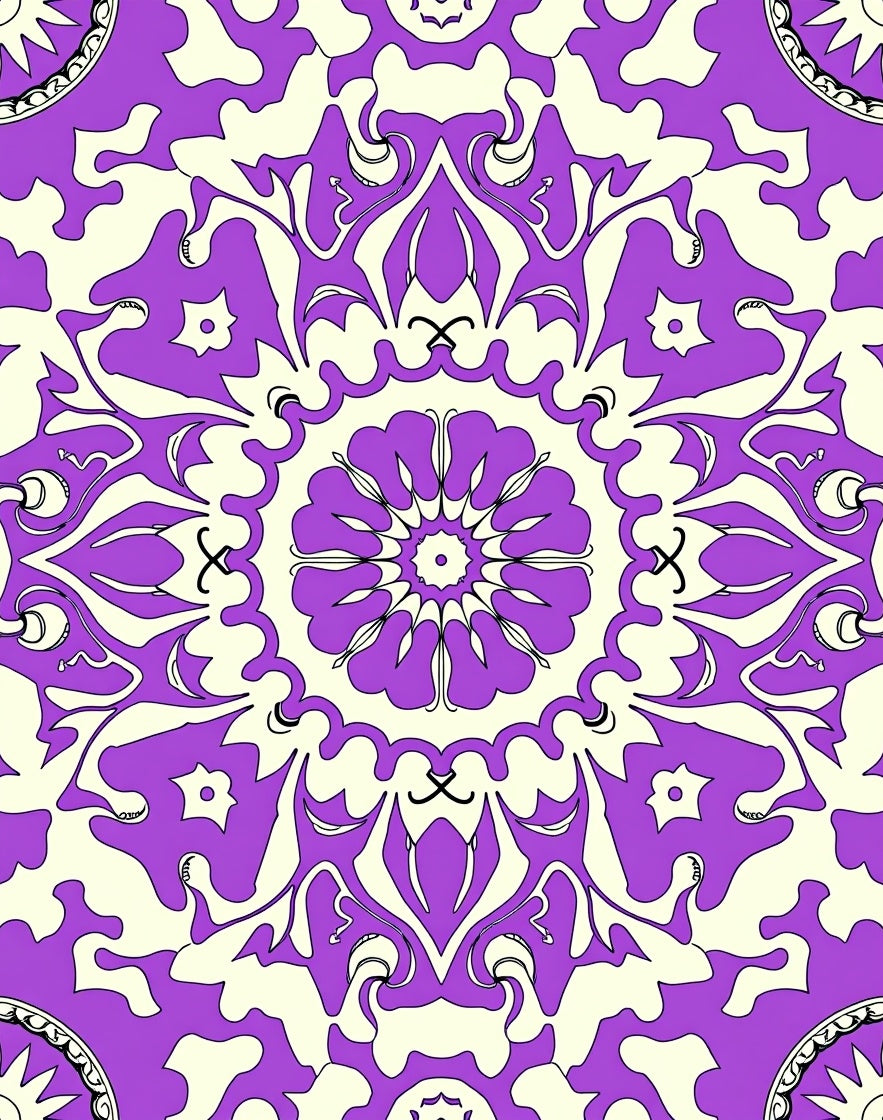 Bloom with Symmetrical Floral Arrangements (Purple) - ODIKA
