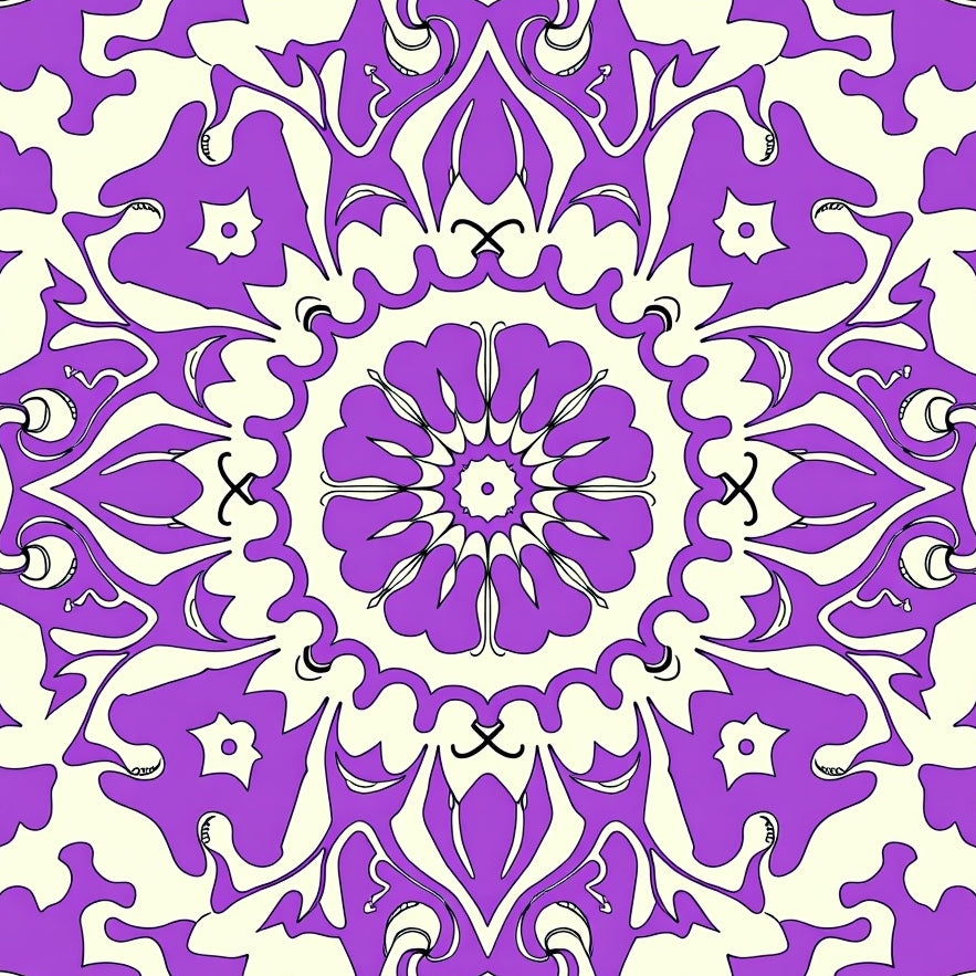 Bloom with Symmetrical Floral Arrangements (Purple) - ODIKA