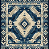 Desert Sky Oasis Dark Blue Beige Southwestern Motif(Blue)