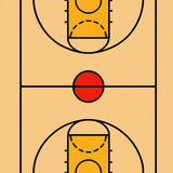 Basketball Court Beige Floor Yellow Key Black Lines Red Circle(Beige)