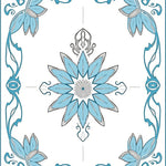 Art Nouveau Blossom Medallion with Flowing Petal Details (Blue) - ODIKA