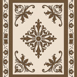 Damask Brocade Style Floor Elegant Paisley Swirl(Beige)
