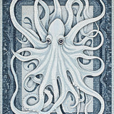 Grey Tentacle Mosaic Rug with Stylized Octopus Motifs and Geometric Flair(White)