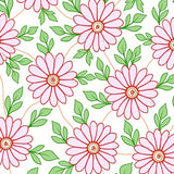 Enchanted Garden Interlocking Flora with Stylized Daisy Medallions(White)