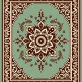 Vintage Medallion Artistry With Distressed Faded(Brown)