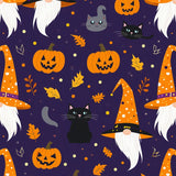 Spooky Harvest Festive Cat Gnome Rug Entrance Carpet Autumn Decor(Purple)