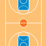 Basketball Court Wood Floor Blue Key White Lines Orange Circle(Beige)