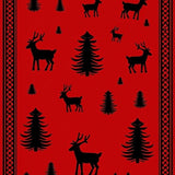 Scandinavian Reindeer with Interlocking Pine Details(Red)