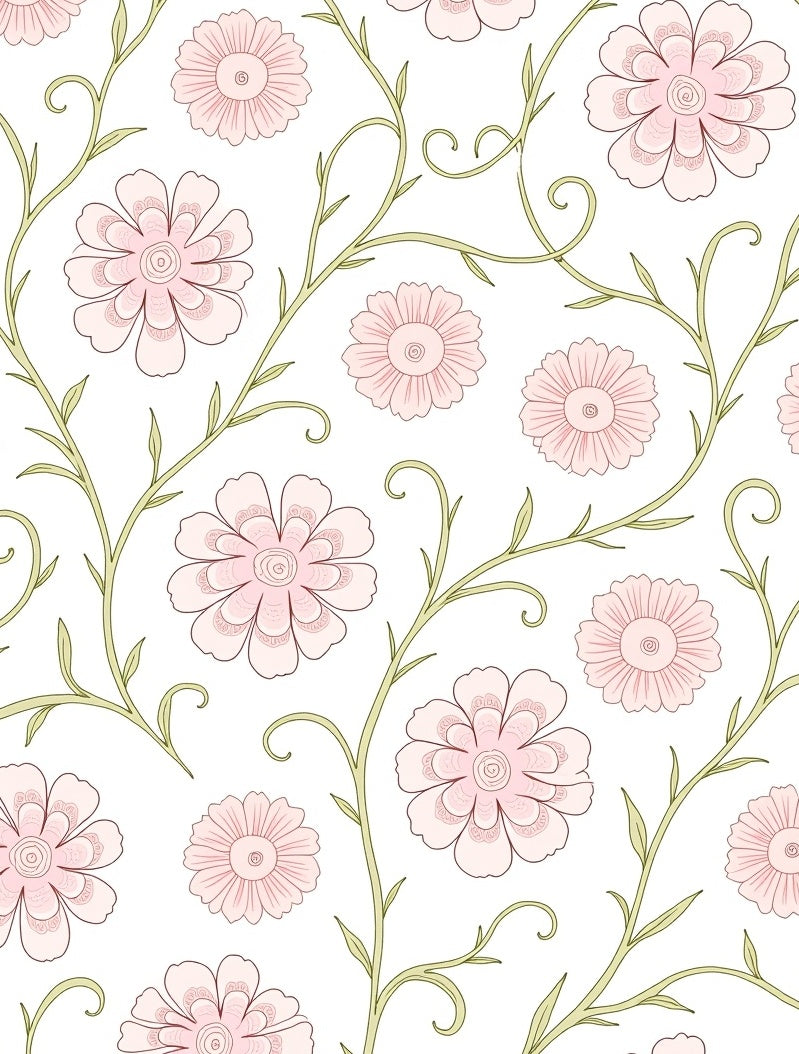 Vintage Botanical Bouquet Featuring Elegant Blush Petals and Delicate Vines (Pink) - ODIKA