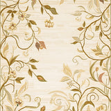 Neutral Floral Jute with Khaki Inspired Botanical Swirls and Curves(Beige)